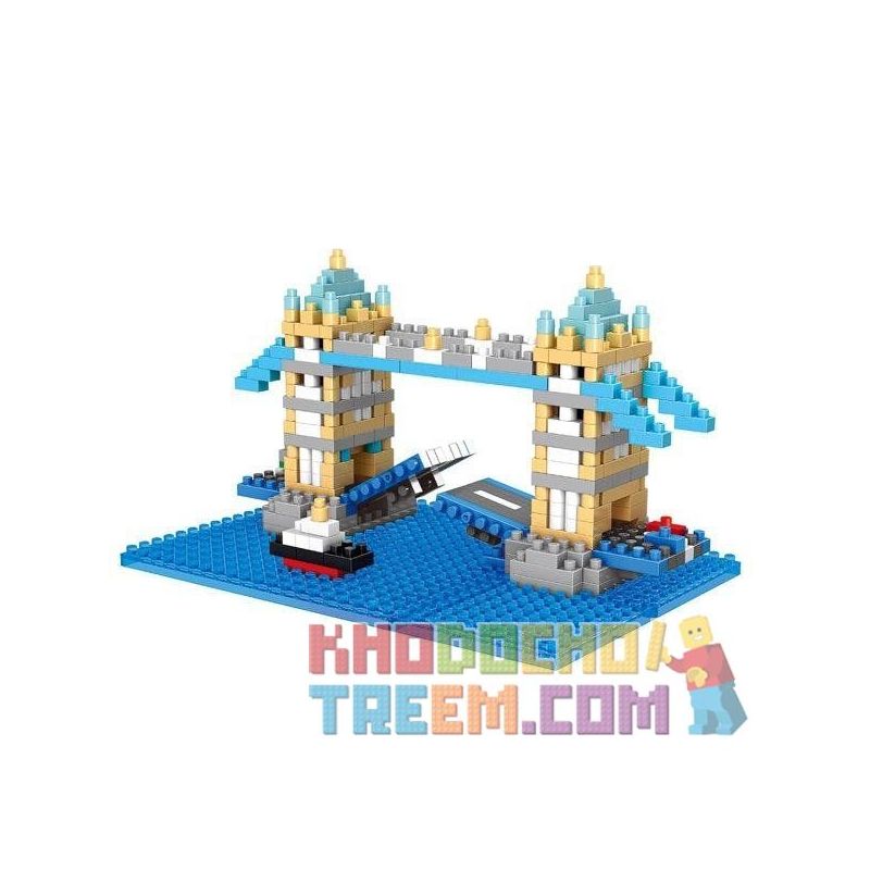 WISE HAWK 2328 Xếp hình kiểu Nanoblock ARCHITECTURE London Tower Bridge Cầu Tháp Luân Đôn 462 khối