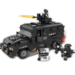 HSANHE 6509 Xếp hình kiểu  MILITARY ARMY SWAT Special Vehicle Xe đặc Chủng SWAT 423 khối