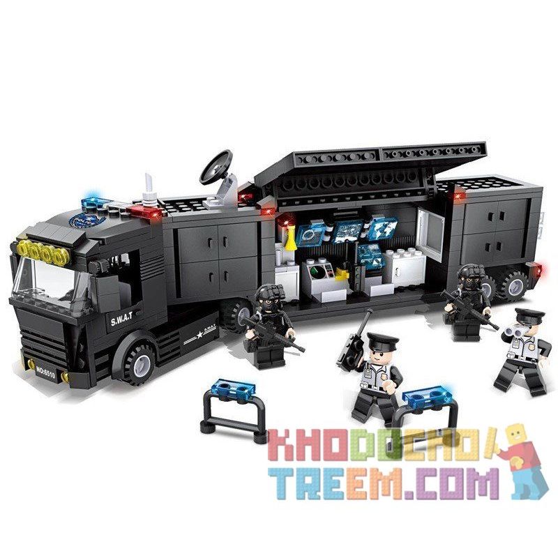 HSANHE 6510 Xếp hình kiểu  MILITARY ARMY Mobile Operation Center Trung Tâm Chỉ Huy Di động 437 khối