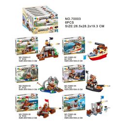 QIZHILE 70003 non  TRẬN ĐÁNH CỦA QUÂN ĐỘI HOÀNG GIA VÀ CƯỚP BIỂN 6 TRONG 1 bộ đồ chơi xếp lắp ráp ghép mô hình Pirates Of The Caribbean FORTRESS GUNBOAT Cướp Biển Vùng Caribe 450 khối