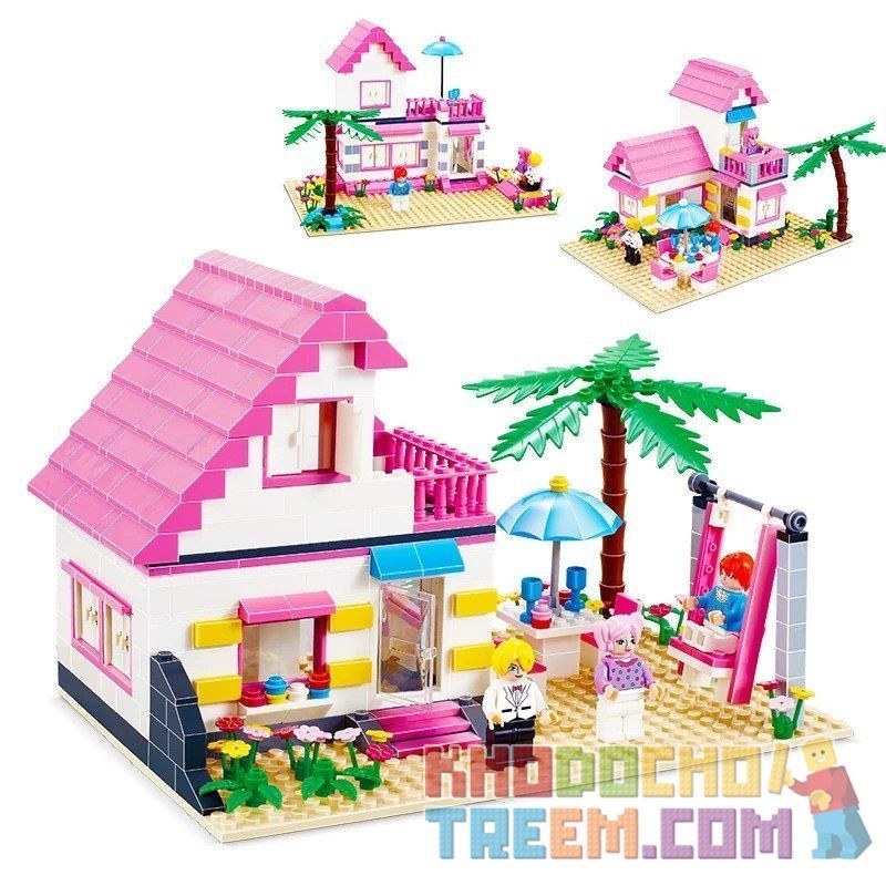 JIE STAR 33002 Xếp hình kiểu   Girls' Holiday On A Beach Chuyến Nghỉ Mát Của Các Cô Gái ở Biệt Thự Bên Bờ Biển 383 khối
