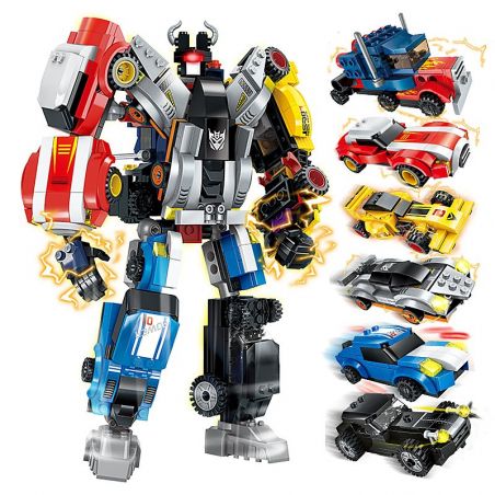 Enlighten 1409 Qman 1409 non  NGƯỜI MÁY BIẾN HÌNH ĐƯỢC KẾT HỢP TỪ 6 CHIẾN XE Ô TÔ bộ đồ chơi xếp lắp ráp ghép mô hình Transformers WARRIOR CALAMITY Robot Đại Chiến Người Máy Biến Hình 518 khối