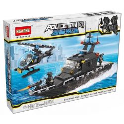 HSANHE 6511 Xếp hình kiểu  MILITARY ARMY Patrol Boat And Helicopter Thuyền Và Trực Thăng Tuần Tra 518 khối