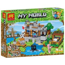 LELE 33191 non  KHU KHAI THÁC bộ đồ chơi xếp lắp ráp ghép mô hình Minecraft MY WORLD Game Xây Dựng 517 khối
