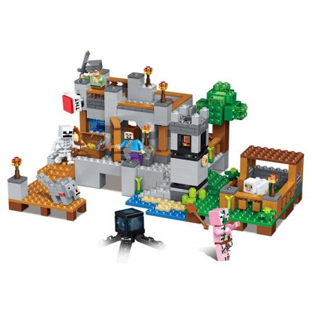 LELE 33191 non  KHU KHAI THÁC bộ đồ chơi xếp lắp ráp ghép mô hình Minecraft MY WORLD Game Xây Dựng 517 khối