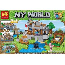 LELE 33191 non  KHU KHAI THÁC bộ đồ chơi xếp lắp ráp ghép mô hình Minecraft MY WORLD Game Xây Dựng 517 khối