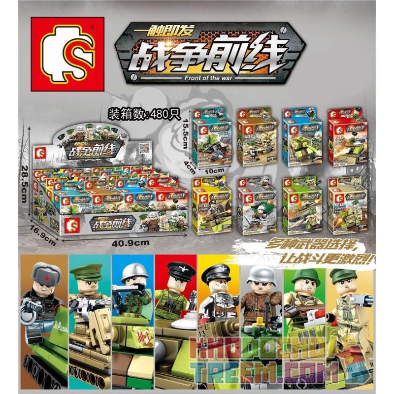 SEMBO 12620 12621 12622 12623 12624 12625 12626 12627 S12621 12621 S12622 12622 S12623 12623 S12624 12624 S12625 12625 S12626 12626 S12627 12627 Xếp hình kiểu  MILITARY ARMY Front Of The War 8 Chiến Sĩ Ngoài Mặt Trận gồm 14 hộp nhỏ 499 khối
