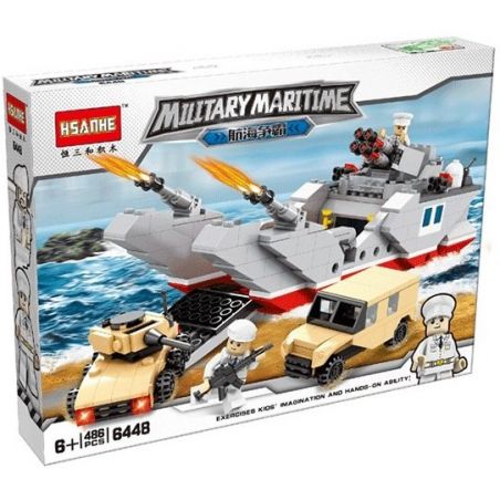 HSANHE 6448 Xếp hình kiểu  MILITARY ARMY Landing Craft Tàu Chiến đổ Bộ đất Liền 486 khối