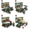 Kazi KY84052 84052 non  BỘ 4 PHƯƠNG TIỆN QUÂN SỰ XE THỰC ĐỊA TẢI PHÓNG TÊN LỬA BẮN SÚNG MÁY bộ đồ chơi xếp lắp ráp ghép mô hình Field Army Chiến Trường 486 khối