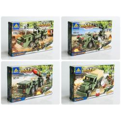 Kazi KY84052 84052 non  BỘ 4 PHƯƠNG TIỆN QUÂN SỰ XE THỰC ĐỊA TẢI PHÓNG TÊN LỬA BẮN SÚNG MÁY bộ đồ chơi xếp lắp ráp ghép mô hình Field Army Chiến Trường 486 khối