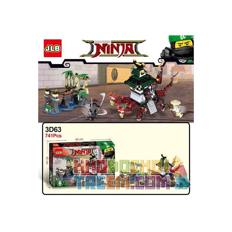 JLB 3D63 Xếp hình kiểu THE  NINJAGO MOVIE Ninja Warriors Cuộc Chiến Của Ninja Với đền Rồng Hai đầu 741 khối