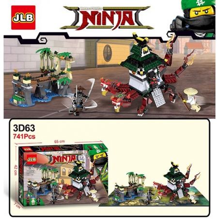 JLB 3D63 Xếp hình kiểu THE  NINJAGO MOVIE Ninja Warriors Cuộc Chiến Của Ninja Với đền Rồng Hai đầu 741 khối