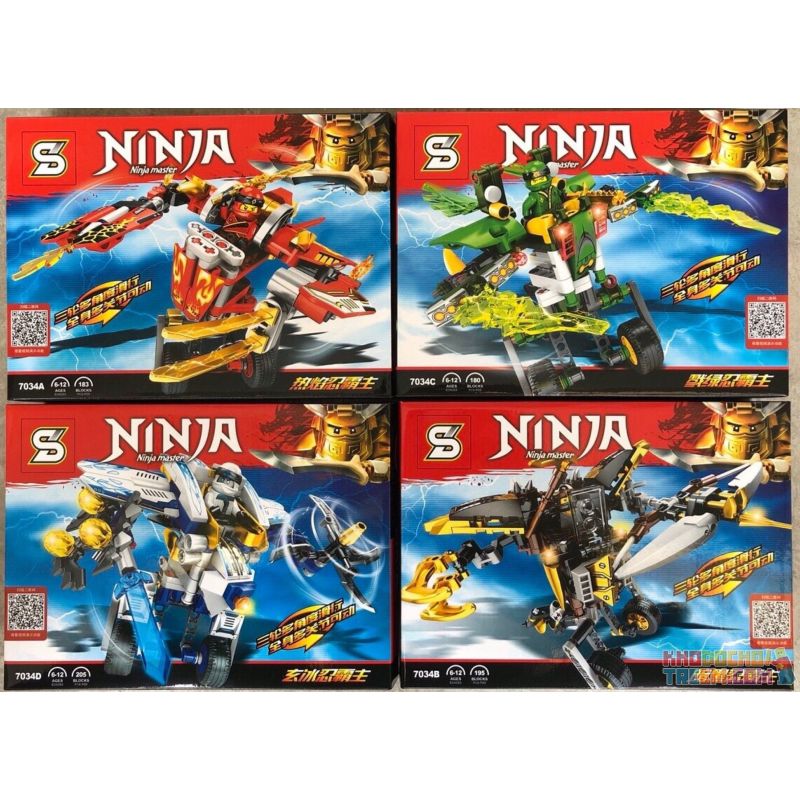 SHENG YUAN SY 7034A 7034B 7034C 7034D SY7034 7034 non  BỘ 4 NGƯỜI MÁY NHỎ CỦA NINJA bộ đồ chơi xếp lắp ráp ghép mô hình The  Ninjago Movie NINJA NINJA MASTER Ninja Lốc Xoáy 763 khối