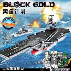 SEMBO 12261 non  TÀU SÂN BAY bộ đồ chơi xếp lắp ráp ghép mô hình Black Gold Cuộc Chiến Vàng Đen 716 khối