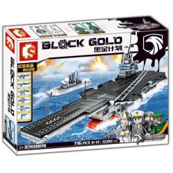 SEMBO 12261 non  TÀU SÂN BAY bộ đồ chơi xếp lắp ráp ghép mô hình Black Gold Cuộc Chiến Vàng Đen 716 khối
