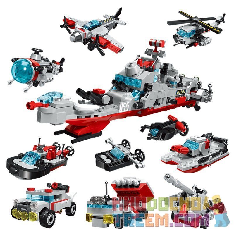 PanlosBrick 633004 T633004 Panlos Brick 633004 T633004 non  TÀU CHIẾN 8 TRONG 1 bộ đồ chơi xếp lắp ráp ghép mô hình Military Army MISSILE DESTROYER Quân Sự Bộ Đội 788 khối