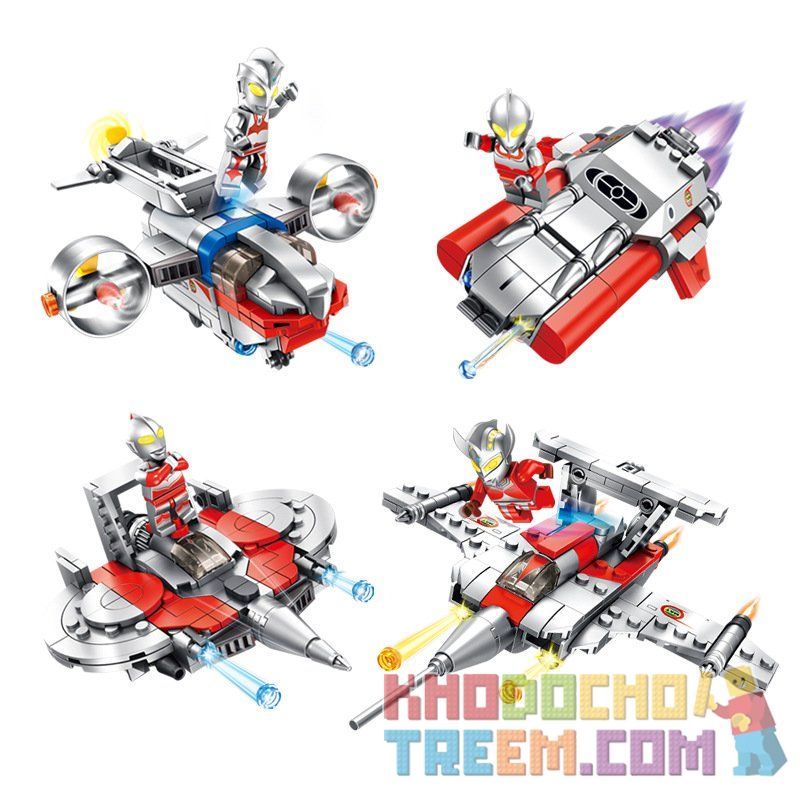 PanlosBrick 690001A 690001B 690001C 690001D Panlos Brick 690001A 690001B 690001C 690001D non  SPACECRAFT OTTMAN 4 TRONG 1 bộ đồ chơi xếp lắp ráp ghép mô hình Ultraman Vệ Binh Vũ Trụ Siêu Nhân Điện Quang 766 khối