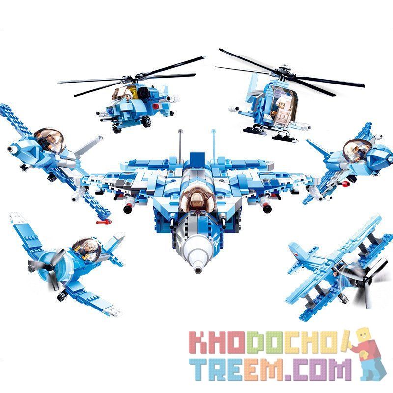 SLUBAN M38 non  MÁY BAY CHIẾN ĐẤU ( 6 TRONG 1) bộ đồ chơi xếp lắp ráp ghép mô hình Military Army Quân Sự Bộ Đội 728 khối