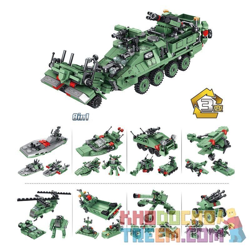 PanlosBrick 633006A 633006B 633006C 633006D 633006E 633006F 633006G 633006H Panlos Brick 633006A 633006B 633006C 633006D 633006E 633006F 633006G 633006H non  8 PHƯƠNG TIỆN QUÂN SỰ KẾT HỢP THÀNH XE BỌC THÉP CỠ LỚN bộ đồ chơi xếp lắp ráp ghép mô hình Military Army GLINSHIP Quân Sự Bộ Đội 710 khối