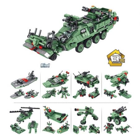 PanlosBrick 633006A 633006B 633006C 633006D 633006E 633006F 633006G 633006H Panlos Brick 633006A 633006B 633006C 633006D 633006E 633006F 633006G 633006H non  8 PHƯƠNG TIỆN QUÂN SỰ KẾT HỢP THÀNH XE BỌC THÉP CỠ LỚN bộ đồ chơi xếp lắp ráp ghép mô hình Military Army GLINSHIP Quân Sự Bộ Đội 710 khối