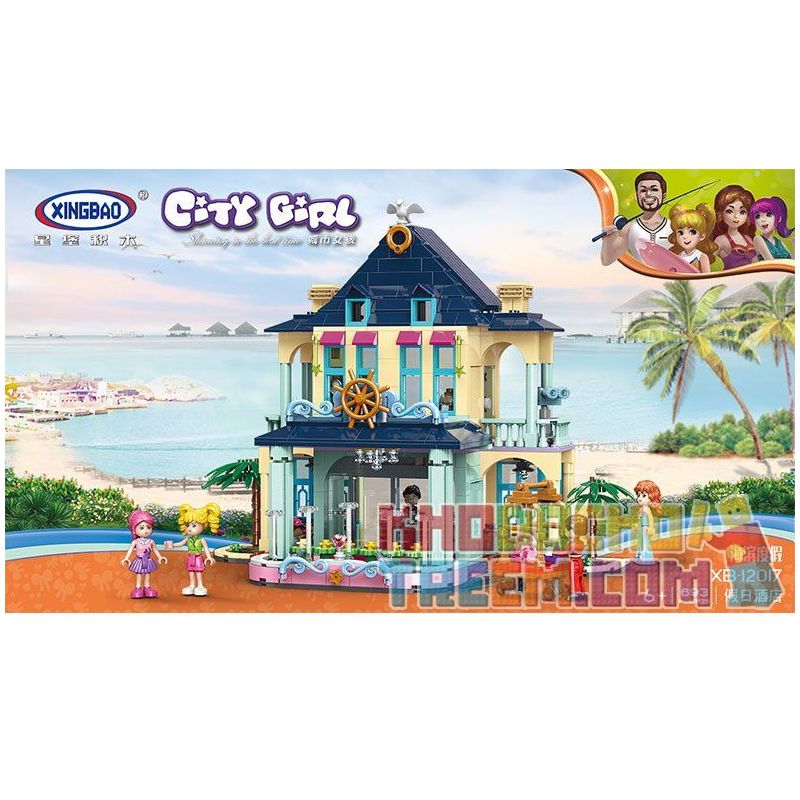 XINGBAO XB-12017 12017 XB12017 non  BIỆT THỰ BÊN BỜ BIỂN CỦA CÁC CÔ GÁI bộ đồ chơi xếp lắp ráp ghép mô hình City Girl CITYGIRL HOLIDAY INN Thành Phố Con Gái 693 khối