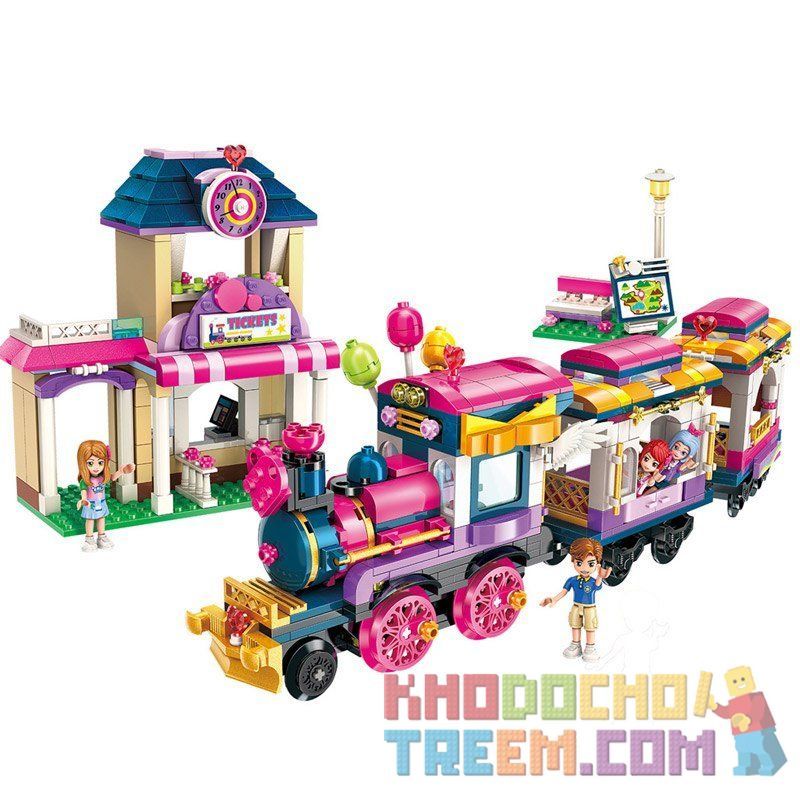 Enlighten 2015 Qman 2015 non  ĐOÀN TÀU SẮC MÀU bộ đồ chơi xếp lắp ráp ghép mô hình Cherry Cô Nàng Ngọt Ngào 690 khối