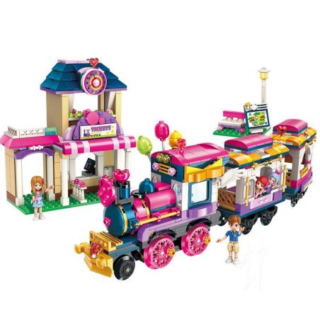 Enlighten 2015 Qman 2015 non  ĐOÀN TÀU SẮC MÀU bộ đồ chơi xếp lắp ráp ghép mô hình Cherry Cô Nàng Ngọt Ngào 690 khối