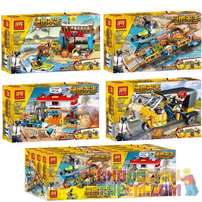 LELE 36044 non  4 KHUNG CẢNH bộ đồ chơi xếp lắp ráp ghép mô hình Pubg Battlegrounds Bắn Súng 670 khối