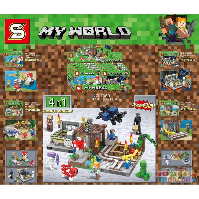 SHENG YUAN SY SY1069 1069 1069A 1069B 1069C 1069D non  CẦU GỖ DI ĐỘNG ĐIỂM TRUNG CHUYỂN THIẾT BỊ NGƯỜI TRÔNG COI THUỘC ĐỊA TRẠM VẬN CUỐI CÙNG bộ đồ chơi xếp lắp ráp ghép mô hình Minecraft MY WORLD Game Xây Dựng 670 khối