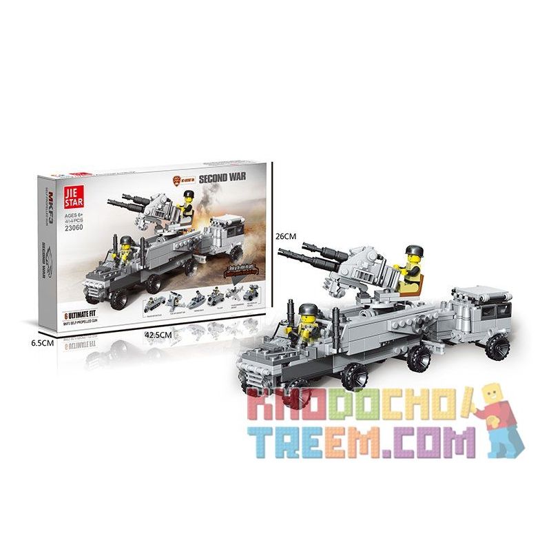 JIE STAR 23060 Xếp hình kiểu  MILITARY ARMY 6-in-1 Army Large MKF3 Self Propelled Gun Quân đội 6 Trong 1 Pháo Tự Hành MKF3 Cỡ Lớn 414 khối