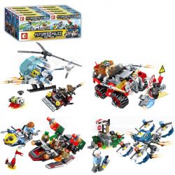 SEMBO SD9346 9346 SD9347 9347 SD9348 9348 SD9349 9349 non  CẢNH SÁT 4 TRONG 1 bộ đồ chơi xếp lắp ráp ghép mô hình Future Police Cảnh Sát Tương Lai 632 khối