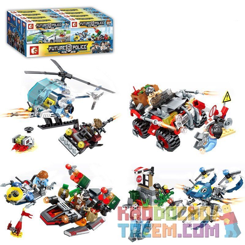 SEMBO SD9346 9346 SD9347 9347 SD9348 9348 SD9349 9349 non  CẢNH SÁT 4 TRONG 1 bộ đồ chơi xếp lắp ráp ghép mô hình Future Police Cảnh Sát Tương Lai 632 khối