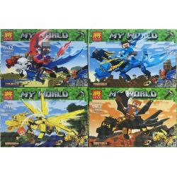 LELE 33159 non  BỘ XẾP HÌNH 4 CON RỒNG TRONG THẾ GIỚI MINECRAFT bộ đồ chơi xếp lắp ráp ghép mô hình MY WORLD Game Xây Dựng 444 khối