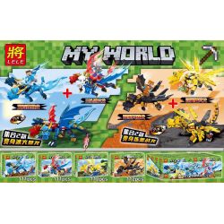 LELE 33159 non  BỘ XẾP HÌNH 4 CON RỒNG TRONG THẾ GIỚI MINECRAFT bộ đồ chơi xếp lắp ráp ghép mô hình MY WORLD Game Xây Dựng 444 khối