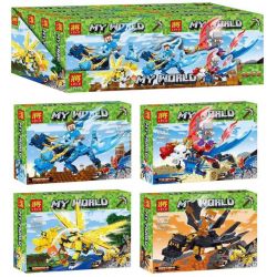 LELE 33159 non  BỘ XẾP HÌNH 4 CON RỒNG TRONG THẾ GIỚI MINECRAFT bộ đồ chơi xếp lắp ráp ghép mô hình MY WORLD Game Xây Dựng 444 khối