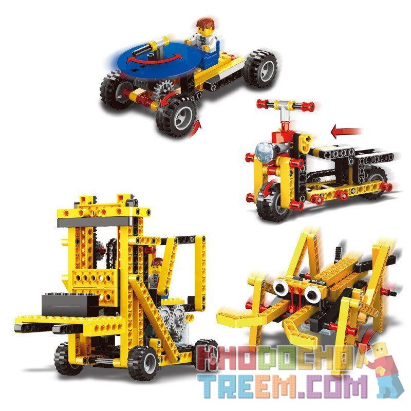 WANGE DR.LUCK 1403 non  XE NÂNG HÀNG CHẠY BẰNG ĐIỆN bộ đồ chơi xếp lắp ráp ghép mô hình Mindstorms POWER MACHINSRY FORKLIFT、SCOOTER、CRICKET、RANGING CAR Lập Trình Khoa Học 292 khối