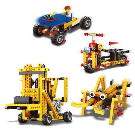 WANGE DR.LUCK 1403 non  XE NÂNG HÀNG CHẠY BẰNG ĐIỆN bộ đồ chơi xếp lắp ráp ghép mô hình Mindstorms POWER MACHINSRY FORKLIFT、SCOOTER、CRICKET、RANGING CAR Lập Trình Khoa Học 292 khối