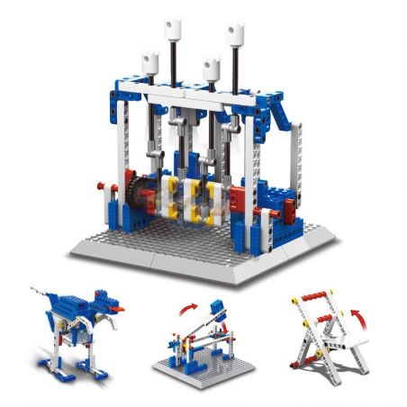 WANGE DR.LUCK 1404 non  MÔ HÌNH ĐỘNG CƠ CHẠY BẰNG ĐIỆN bộ đồ chơi xếp lắp ráp ghép mô hình Mindstorms POWER MACHINSRY ENGINE、FOLDABLE CHAIR、IMPACR HAMMER、DINOSAUR Lập Trình Khoa Học 296 khối