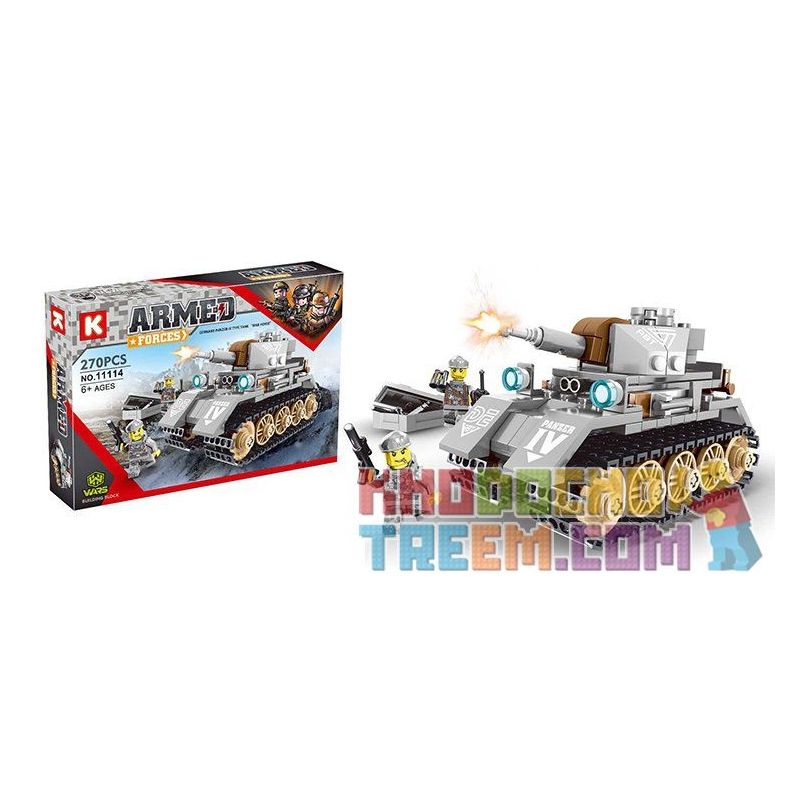 LE DI PIN 11114 Xếp hình kiểu  MILITARY ARMY Germany Panzer-IV Type Tank "War Horse" Xe Tăng Đức Panzer IV "Chiến Mã" 270 khối