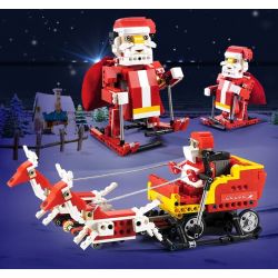 DOUBLEE CADA C51034 51034 non  ÔNG GIÀ NOEL TRƯỢT TUYẾT LẮP ĐƯỢC 2 MẪU CÓ ĐỘNG CƠ PIN CẢM BIẾN ÂM THANH CHUYỂN bộ đồ chơi xếp lắp ráp ghép mô hình  SANTA、SNOWMOBILE Kỹ Thuật Công Nghệ Cao Mô Hình Phương Tiện 439 khối