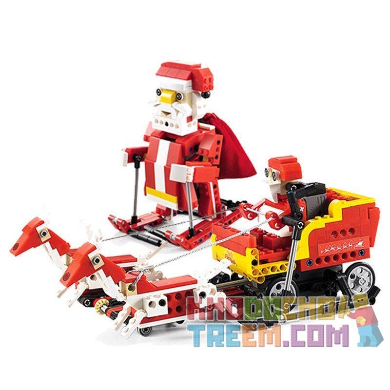 DOUBLEE CADA C51034 51034 non  ÔNG GIÀ NOEL TRƯỢT TUYẾT LẮP ĐƯỢC 2 MẪU CÓ ĐỘNG CƠ PIN CẢM BIẾN ÂM THANH CHUYỂN bộ đồ chơi xếp lắp ráp ghép mô hình  SANTA、SNOWMOBILE Kỹ Thuật Công Nghệ Cao Mô Hình Phương Tiện 439 khối