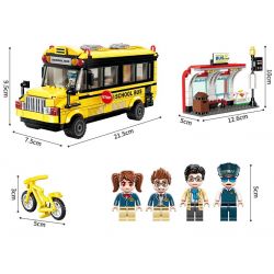 Enlighten 1136 Qman 1136 non  XE BUS ĐƯA ĐÓN HỌC SINH bộ đồ chơi xếp lắp ráp ghép mô hình Colorful City COLORFULCITY Thành Phố Sắc Màu 440 khối