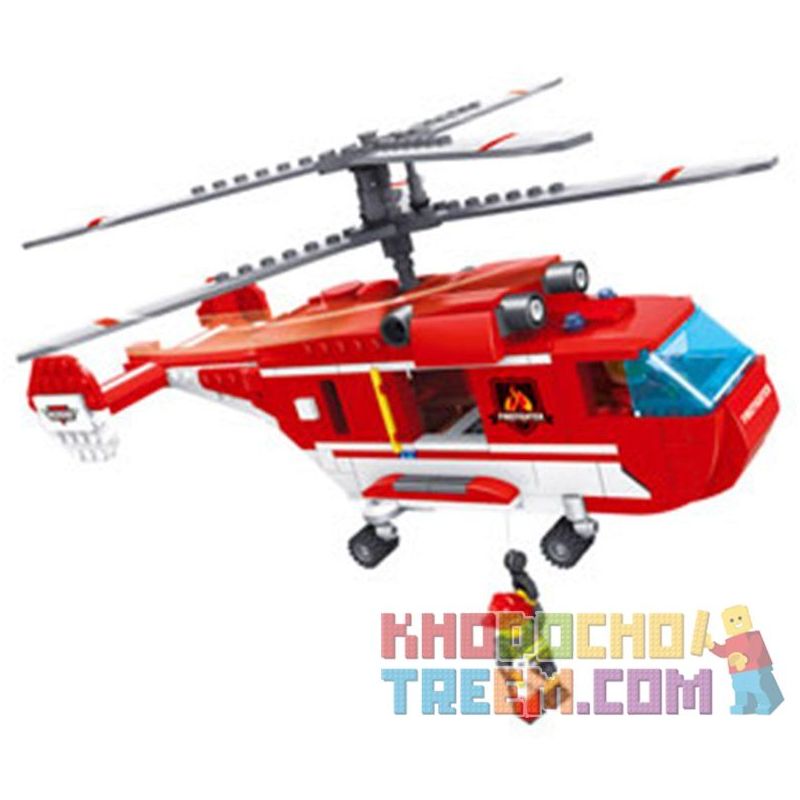 Kazi KY98213 98213 non  TRỰC THĂNG VẬN TẢI bộ đồ chơi xếp lắp ráp ghép mô hình Fire Rescure FIRE ENGINE Cứu Hỏa 440 khối