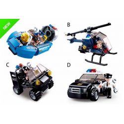 SLUBAN M38 non  BỘ 4 PHƯƠNG TIỆN CỦA CẢNH SÁT bộ đồ chơi xếp lắp ráp ghép mô hình Police 322 khối