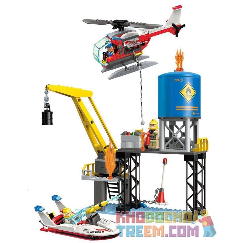 Enlighten 2806 Qman 2806 non  CUỘC CHỮA CHÁY KHOANG CHỨA DẦU TRÊN BIỂN bộ đồ chơi xếp lắp ráp ghép mô hình Fire Rescure FIRERESCUE Cứu Hỏa 321 khối