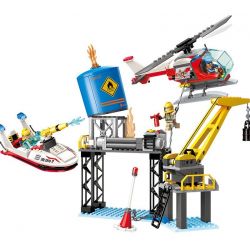 Enlighten 2806 Qman 2806 non  CUỘC CHỮA CHÁY KHOANG CHỨA DẦU TRÊN BIỂN bộ đồ chơi xếp lắp ráp ghép mô hình Fire Rescure FIRERESCUE Cứu Hỏa 321 khối