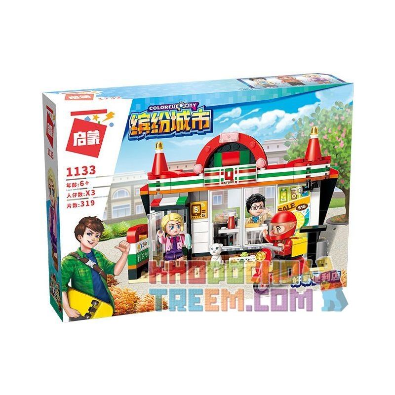 QMAN 1133 non  CỬA HÀNG TIỆN LỢI Q-STORE bộ đồ chơi xếp lắp ráp ghép mô hình Colorful City COLORFULCITY Thành Phố Sắc Màu 319 khối