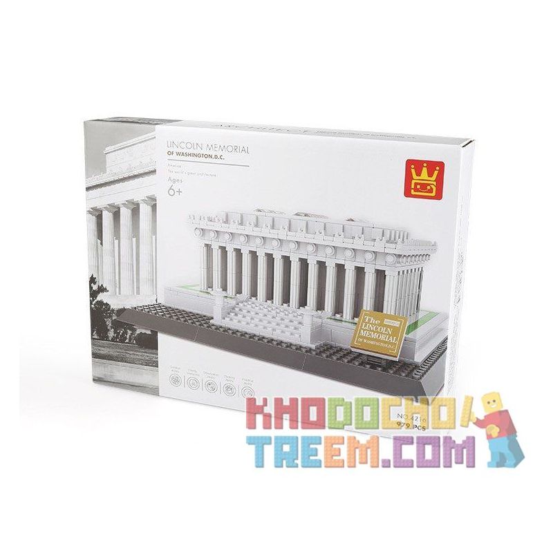 WANGE 4216 non  ĐÀI TƯỞNG NIỆM LINCOLN bộ đồ chơi xếp lắp ráp ghép mô hình Architecture LINCOLN MEMORIAL Công Trình Kiến Trúc 979 khối