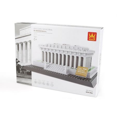 WANGE 4216 non  ĐÀI TƯỞNG NIỆM LINCOLN bộ đồ chơi xếp lắp ráp ghép mô hình Architecture LINCOLN MEMORIAL Công Trình Kiến Trúc 979 khối