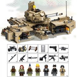 PanlosBrick 635017 Panlos Brick 635017 non  XE TĂNG ĐẠI CHIẾN bộ đồ chơi xếp lắp ráp ghép mô hình Gun Strike GUNSTRIKE Đấu Súng 1435 khối